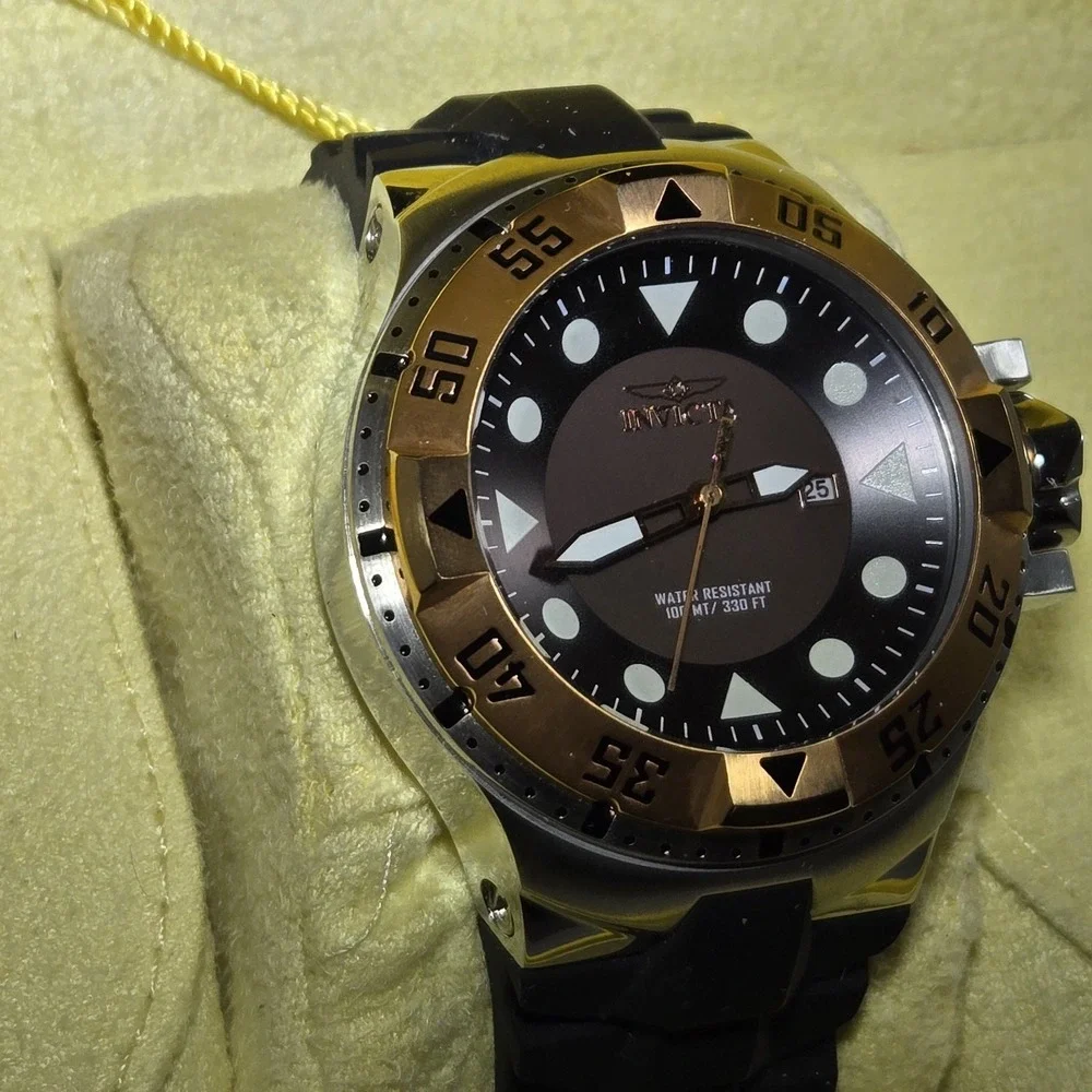 Invicta Excursion Sport Model 14438 Swiss Made Watch Two Tone Brown Dial